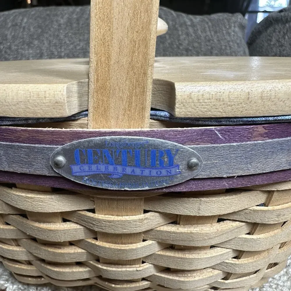 Vtg Longaberger Century Celebration Hostess Appreciation Basket w/Liners & Lid